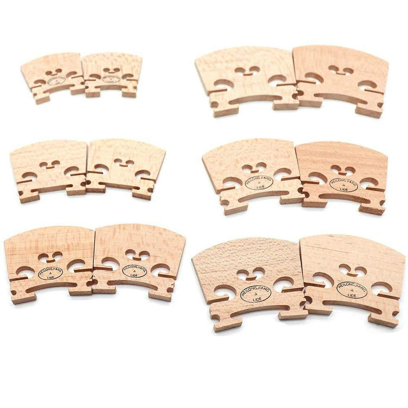 MUPOO 6 Sets of 12PCS Violin Maple Bridge Fits for 1/10 1/8 1/4 1/2 3/4 4/4 Size Violin