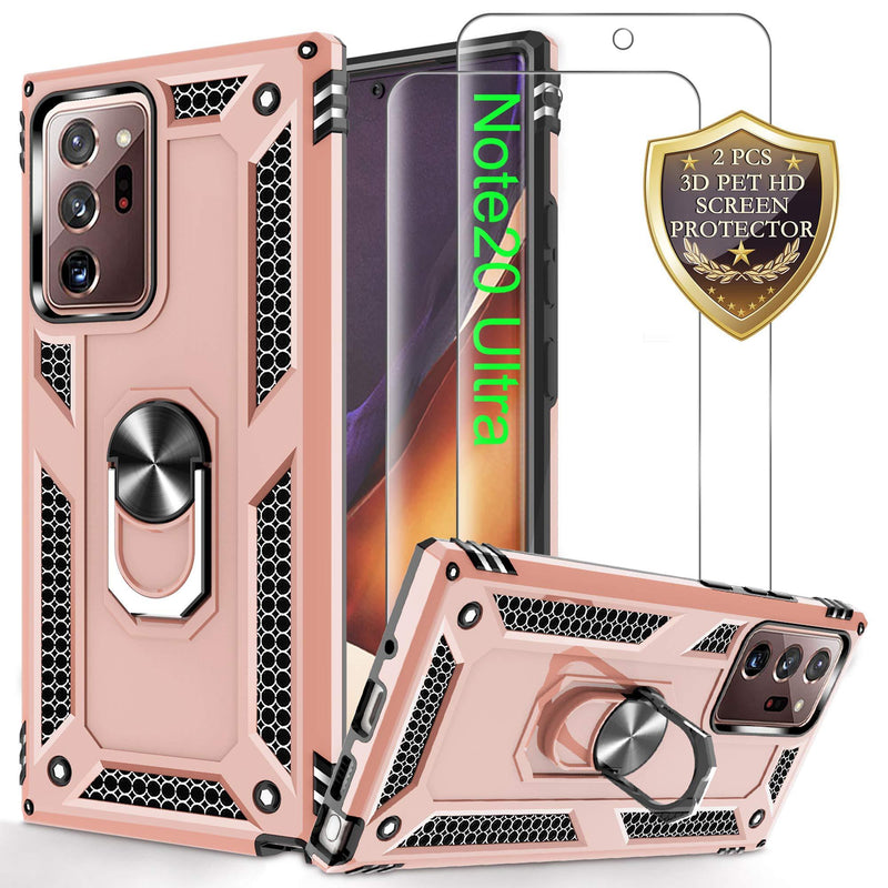 Samsung Note 20 Ultra 5G Case, Galaxy Note 20 Ultra with Screen Protector and Kickstand, Jshru [Military Grade] Drop Tested Shockproof Protective Case for Samsung Galaxy Note 20 Ultra, Rose Gold