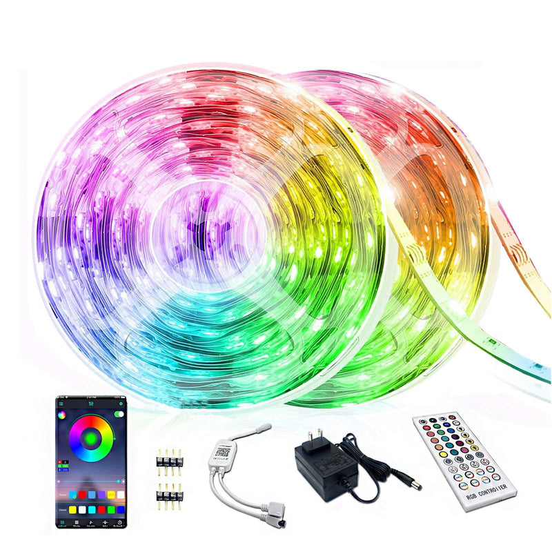 [AUSTRALIA] - Smart LED Strip Lights Bluetooth 32.8FT, YUMQUA RGB Led Light Strip Music Sync Color Changing, Built-in Mic, App Control + Remote, 5050 300 LEDs Tape Lights for Bedroom, TV, Party and Home 