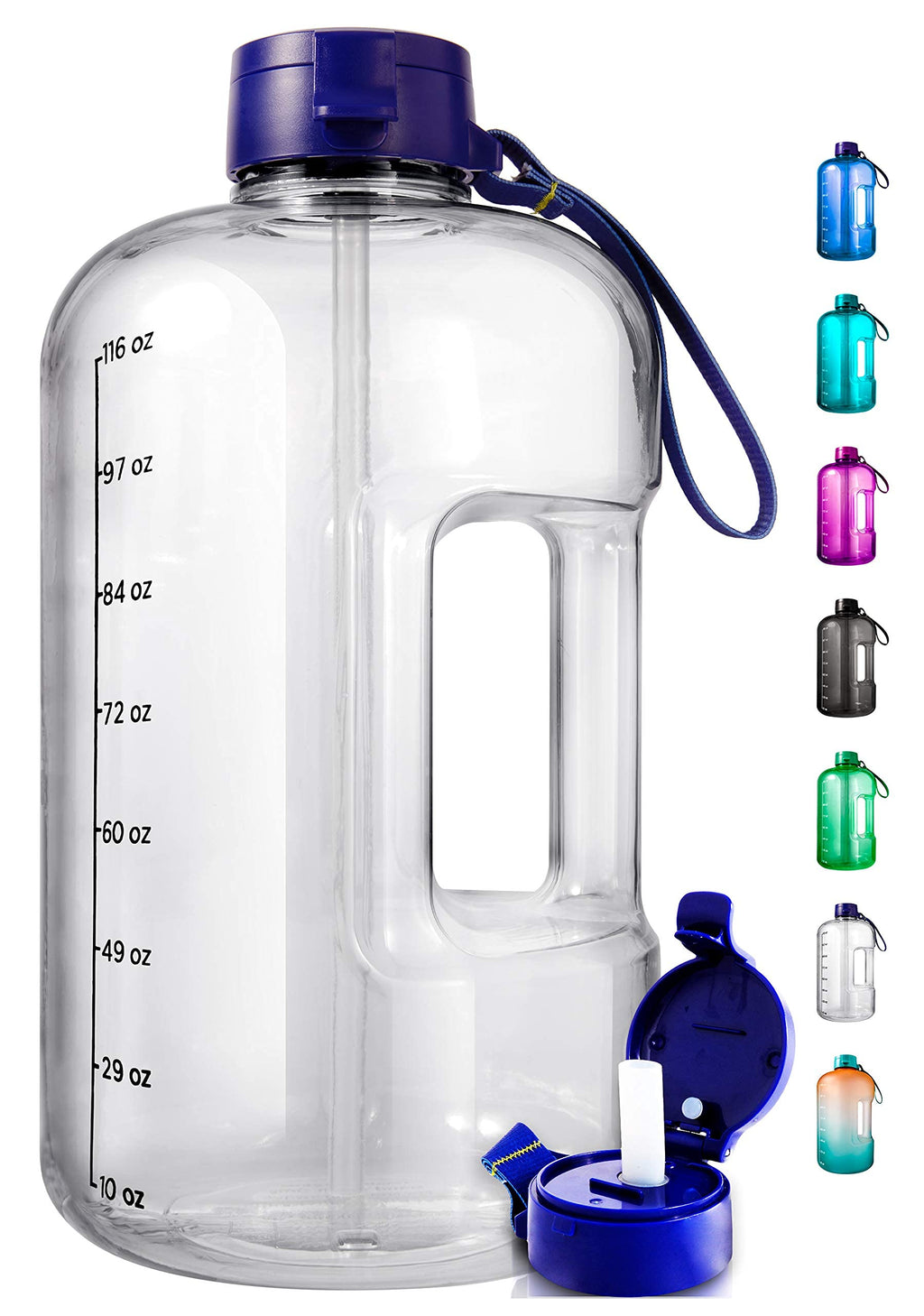 1 Gallon Water Bottle With Time Marker - Large Water Bottle Gallon Water Bottle Motivational One Gallon Water Bottle With Straw 1 Gallon Water Jug With Time Marker 1 Gallon Big Water Bottle Clear