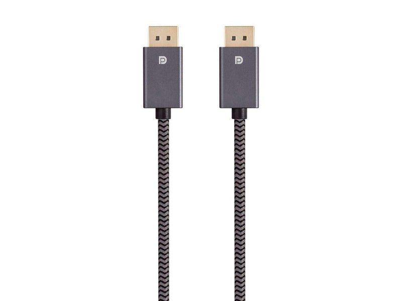 Monoprice DisplayPort 1.4 EasyPlug Nylon Braided Cable - 10 Feet - Gray | Up to 32.4 Gbps, 8K@60Hz, DPCP, HDCP, 3D Video, HBR3, DSC 1.2