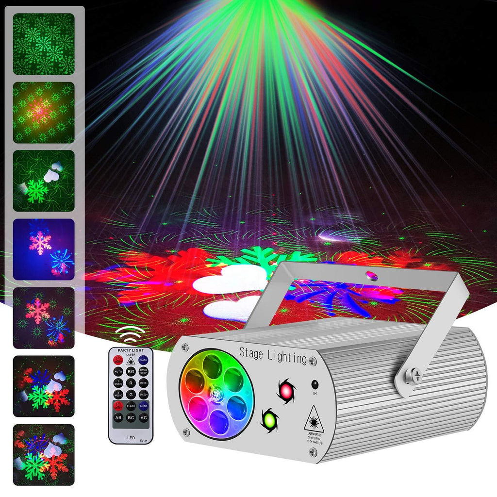 [AUSTRALIA] - Hemucun Party Lights Sound Activated Disco Light with Remote Control, RGB LED 2 in 1 Laser Projector Strobe DJ Lights for Stage Parties Birthday show Xmas KTV Bar Club Pub (silver） 