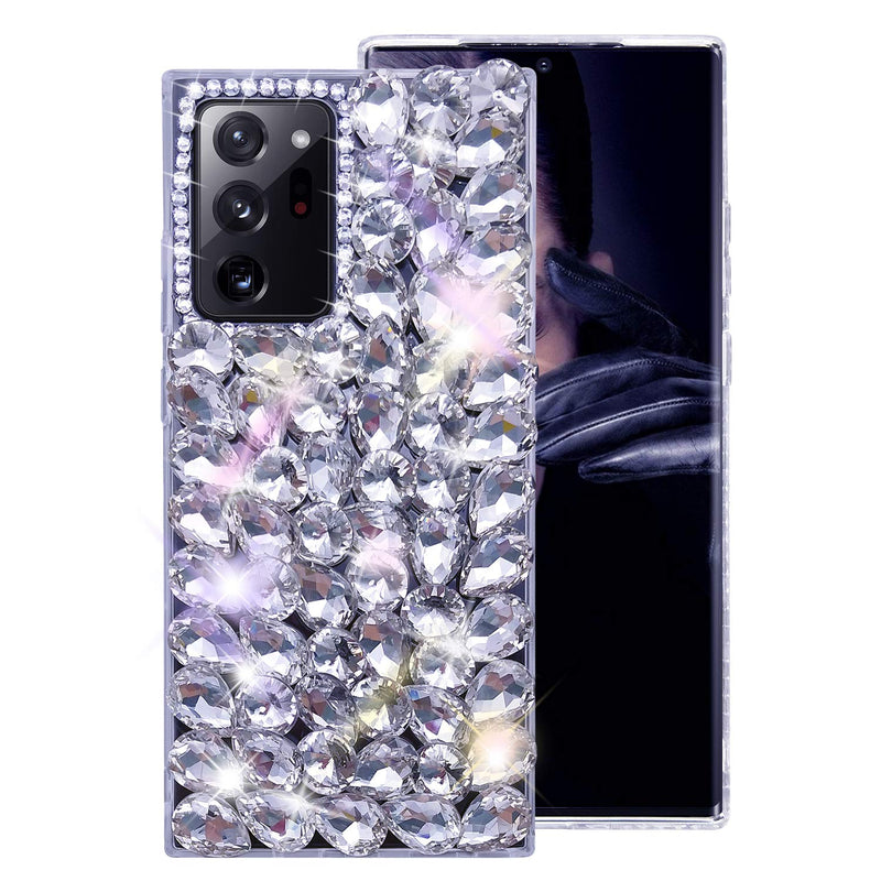 Bonitec for Samsung Galaxy Note 20 Ultra 5G Case 3D Glitter Sparkle Bling Case Luxury Shiny Crystal Rhinestone Diamond Bumper Clear Gems Protective Case Cover