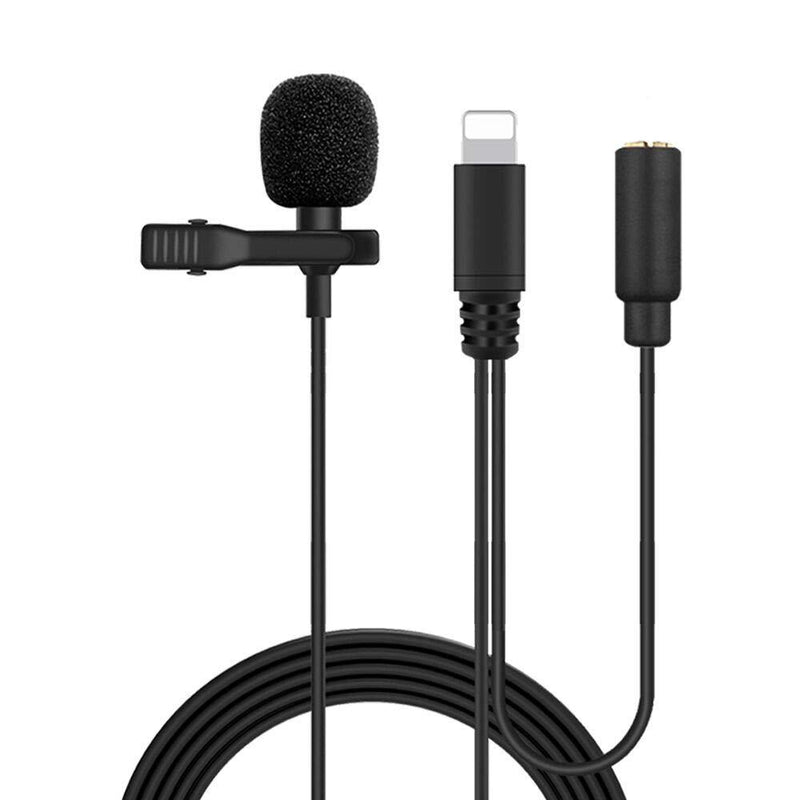 [AUSTRALIA] - MeloAudio Lavalier Lapel Microphone with Headphone Monitoring, Omnidirectional Condenser Mic Clip-on Lavalier Mic for Podcast YouTube Interview Vlogs Video Recording iOS Devices, Noise Cancelling Mic 