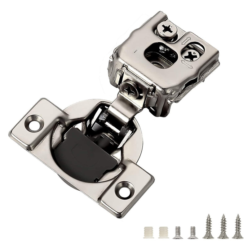 FURNIWARE 10 Pieces Soft Closing Cabinet Hinges, 1 inch Overlay Cabinet Hardware Hinges Nickel Plated- 105 Degree 10 Pack