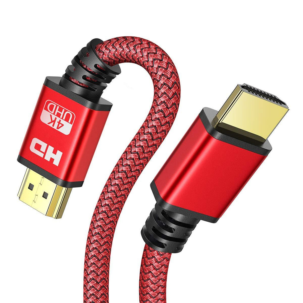 4K HDMI Cable 6ft, AINOPE High Speed 18Gbps HDMI 2.0 Cable, Supports 4K HDR,3D,2160p,1080p,Ethernet and Audio Return 30AWG Braided HDMI Cord, 60HZ Compatible UHD TV,PS4,PS3,Blu-ray,PC,Projector (Red) Red