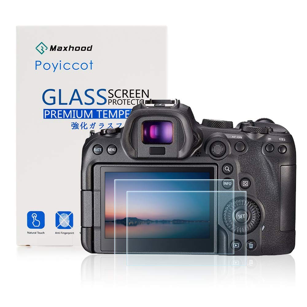Poyiccot for Canon EOS R6 Screen Protector Tempered Glass, 2Pack 9H HD Scratch Resistant Camera Protective Film Tempered Glass Screen Protector for Canon EOS R6 Digital Camera