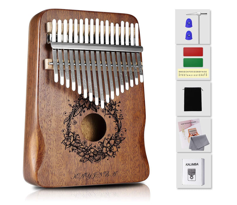 Kalimba-17 Key Thumb Piano,Exquisite Mahogany Wood Portable Kalimba,Tune Hammer and Study Instruction,Musical Gifts for Music lovers Adults Kids(Classic Brown) Classic Brown