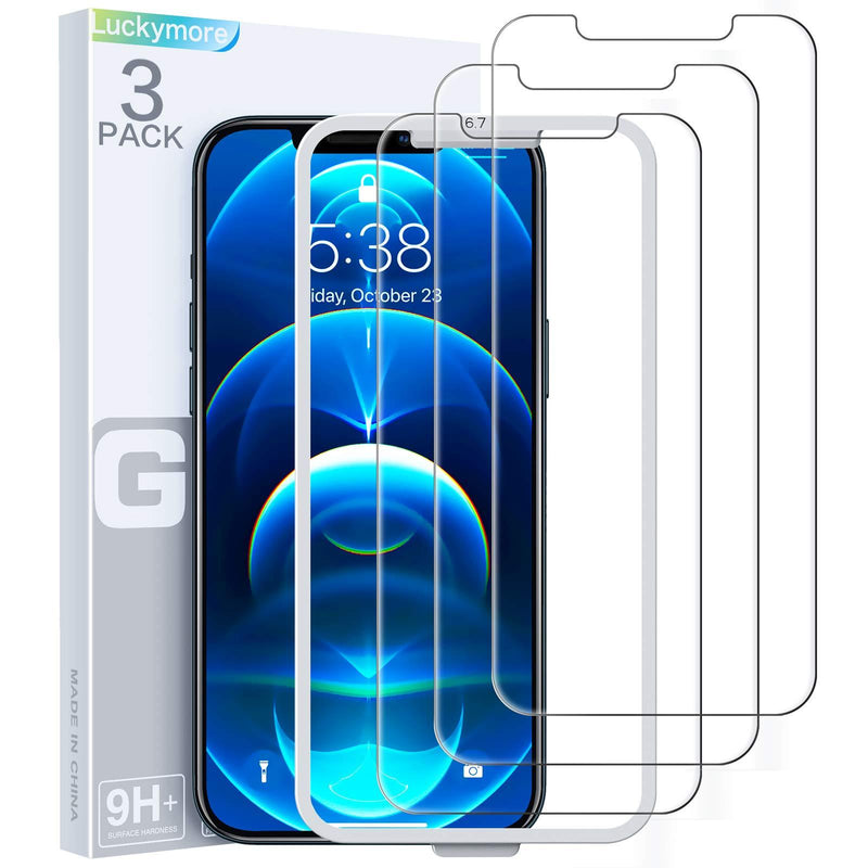Luckymore Compatible for iPhone 12 Pro Max Screen Protector 6.7 inches,Tempered Glass-3Pack…