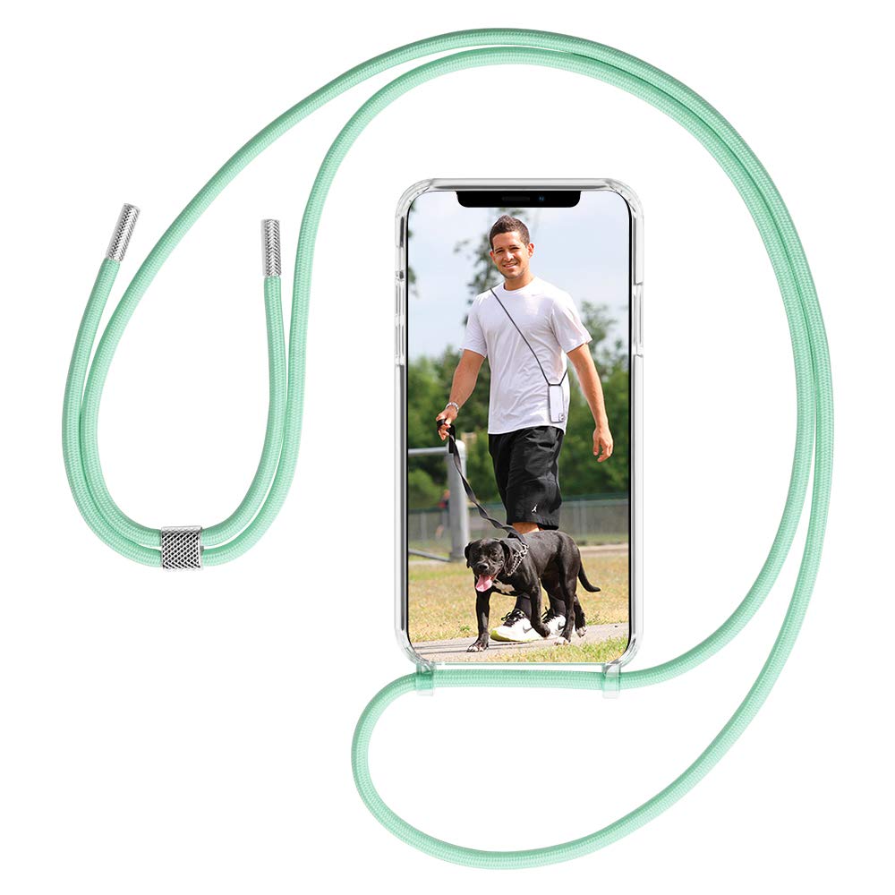 GOODVISH Clear Crossbody Case Compatible with 11 Pro Max - TPU Adjustable Neck Lanyard Shockproof Full Covered Case for iPhone 11 Pro Max 6.5 inch, Green