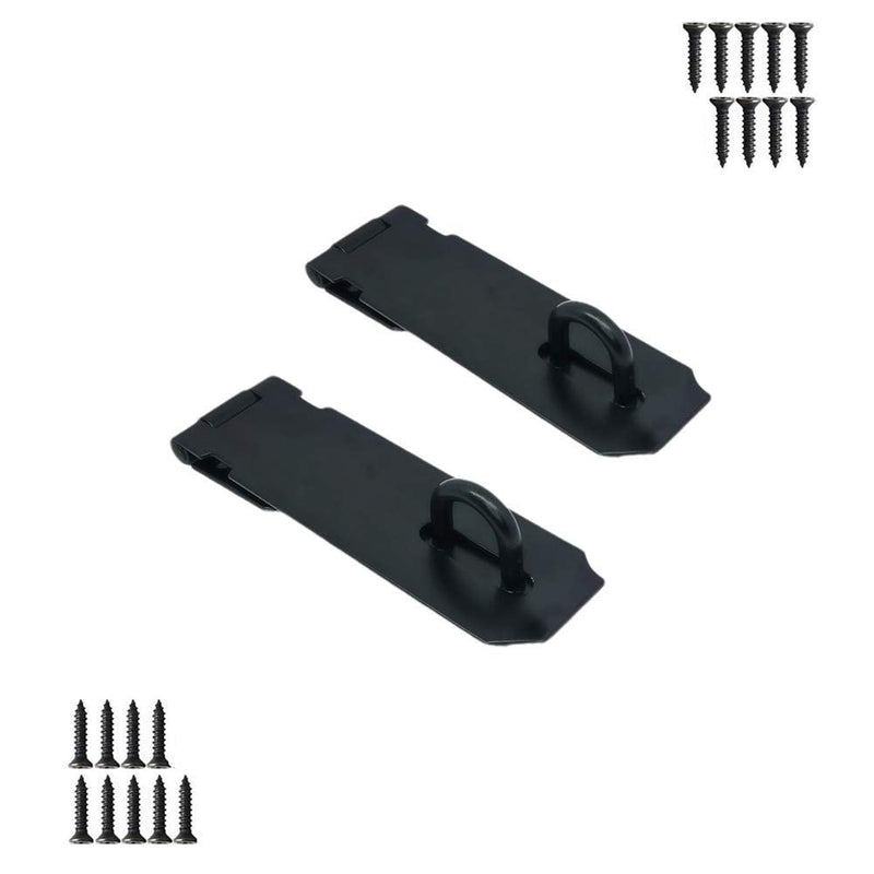 Door Hasp Padlock Latch Stainless Steel Safety Clasp Hasp Lock Latch Matte Black Finish 2 Pack (5inch) 5inch