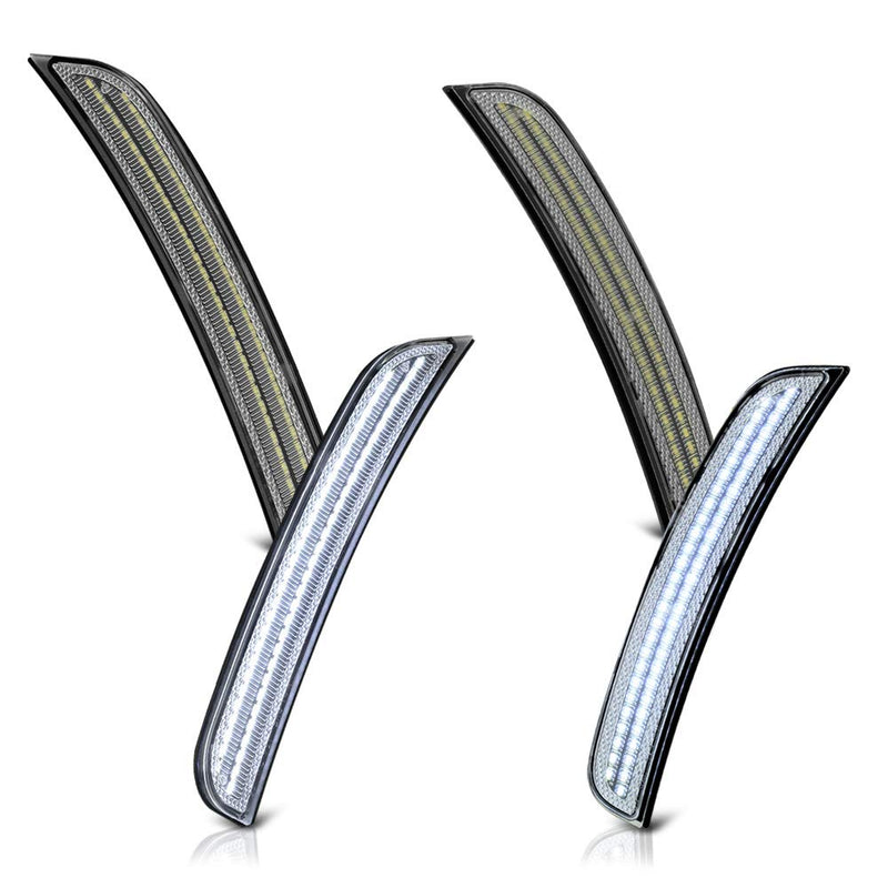 VIPMOTOZ Front + Rear White LED Strip Side Marker Light Fender Parking Lamp Replacement For 2015-2022 Dodge Charger LD, Chrome Housing, Driver & Passenger Side