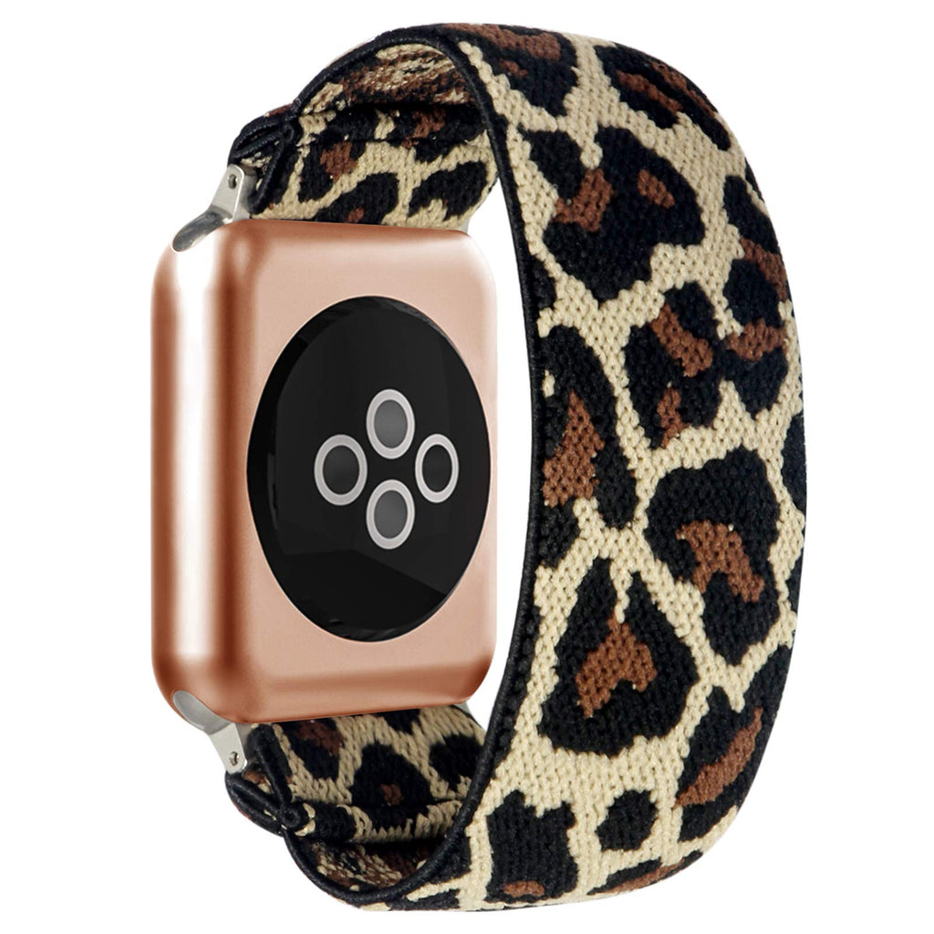 BMBEAR Stretchy Strap Loop Compatible with Apple Watch Band 38mm 40mm iWatch Series 6/5/4/3/2/1 Leopard 2-Leopard 38mm/40mm S-fits Wrist Size: 4.7-6.3 inch