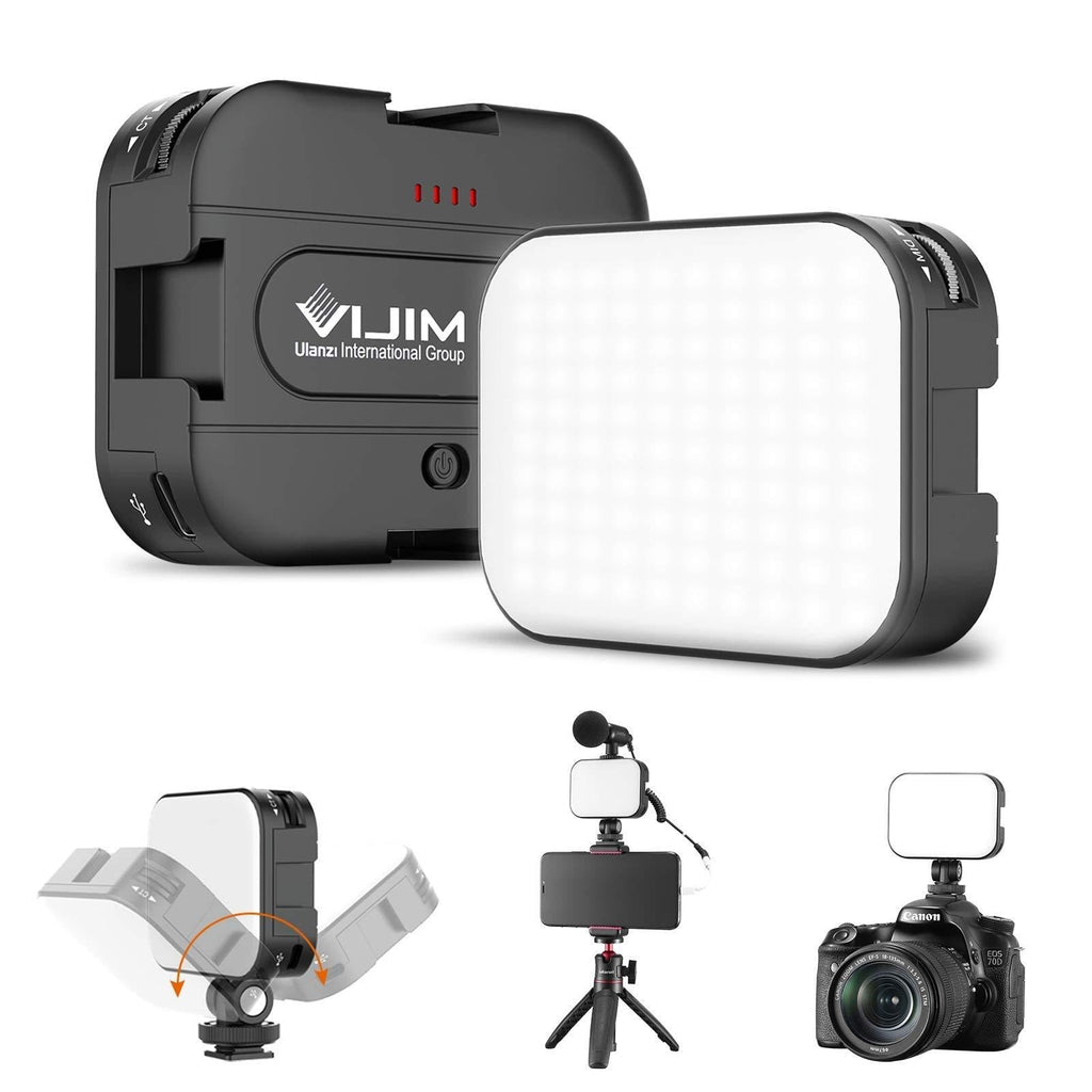 VIJIM LED Video Light with 3 Cold Shoe, Rechargeable Soft Light Panel, 2500K-6500K Bi-Color Bright Vlogging Light for Smartphone/DSLR Camera/GoPro, YouTube TikTok Video Shooting, Photography (VL-100C)