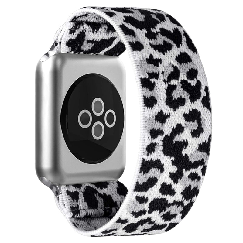 BMBEAR Stretchy Strap Loop Compatible with Apple Watch Band 38mm 40mm iWatch Series 6/5/4/3/2/1 Snow Leopard 1-Snow Leopard 38mm/40mm S-fits Wrist Size: 4.7-6.3 inch