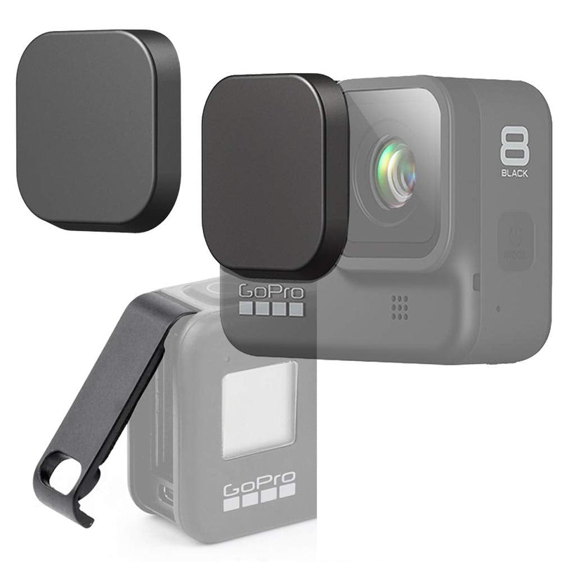 Hero8 Silicon Lens Adsorption Cap and ABS Battery Door Cover with Charging Port (2+1 Packs) for GoPro Hero 8 Black Action Camera，Fire Rock HERO8 Protective Cover Accessories Hero8-B