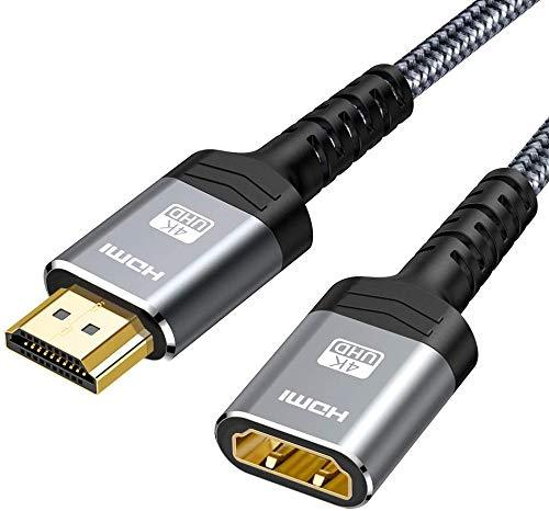 High Speed 18Gbps HDMI Extension Cable 1.5FT, Highwings Short 4K@60Hz HDMI Extender Cable Male to Female Adapter, Support 3D, 1080P, 2160P Compatible with PS 4/3, Roku/Fire TV Stick, Blu Ray Player 1.5 feet