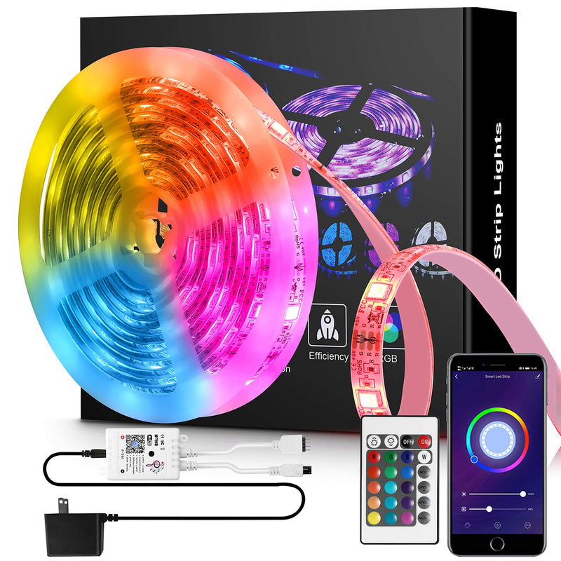 [AUSTRALIA] - LED Strip Lights 16.4ft TV Led Backlight Music Sync Waterproof RGB LED Strip APP Control Flexible 5050 LED Tape Lighting Kit Compatible with Alexa Google Home (App Control+Remote) Only 2.4Ghz 