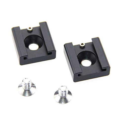 FEICHAO 2Pcs Hot Shoe Adapter Base with 1/4 Screw for DSLR Camera Cage Flash LED Light Microphone Hotshoe Seat