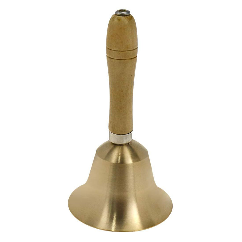 FarBoat Hand Bell Dinner Bell Call Bell Brass Wood for Wedding, Classroom, Dinner, Early Education, Instrument Accompany, Game, Pet Training(Gold, 80mm OD, Brass) Gold