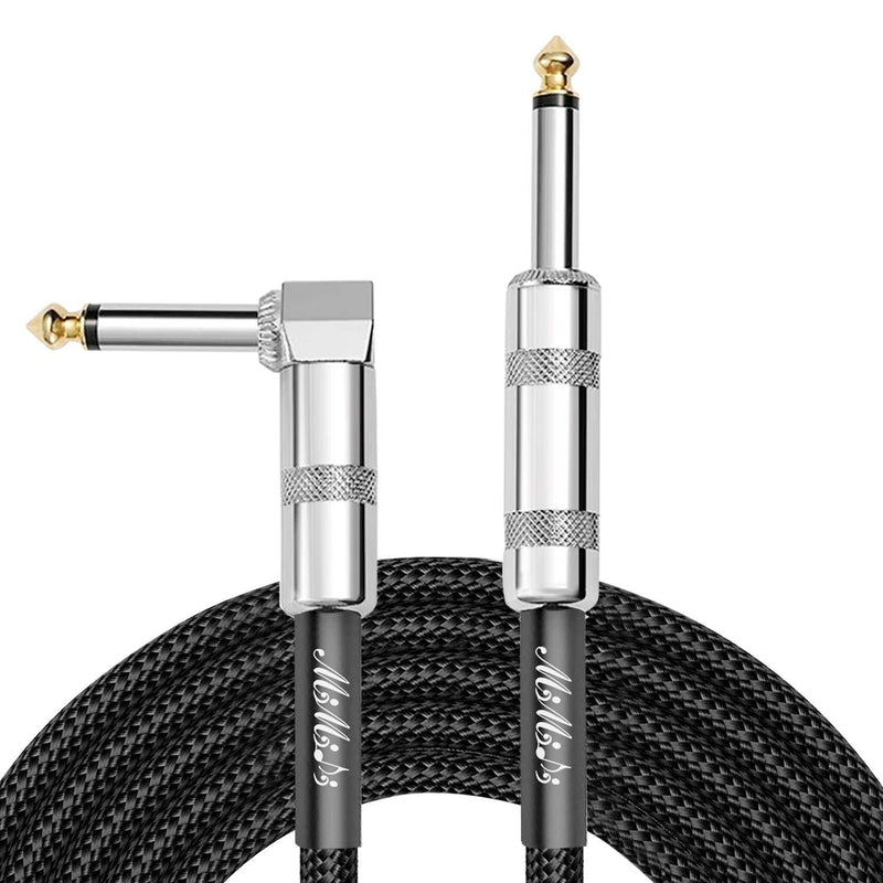 [AUSTRALIA] - Guitar Cable 1/4 inch Color Tweed Jacket Instrument Cable 10 ft for Electric Guitar, Bass Guitar, Electric Mandolin- Single (Black+Right Angle) Black+Right Angle 