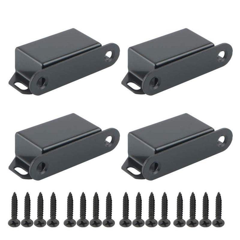 Alise 4-Pack Black Magnetic Cabinet Door Catch,Furniture Closet Catches Latch with Strong Magnetic,CAT003B-4P Made of Stainless Steel 2-Medium Size