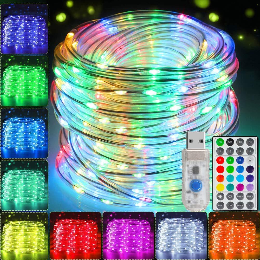 [AUSTRALIA] - HLHome Led Rope Lights Outdoor 33ft, 100 LEDs 16 Colors USB Rope Lights Waterproof - Multi Mode Tube Lights for Bedroom Starry Fairy Lights for Wedding, Christmas Party, Home Decor USB 10m 