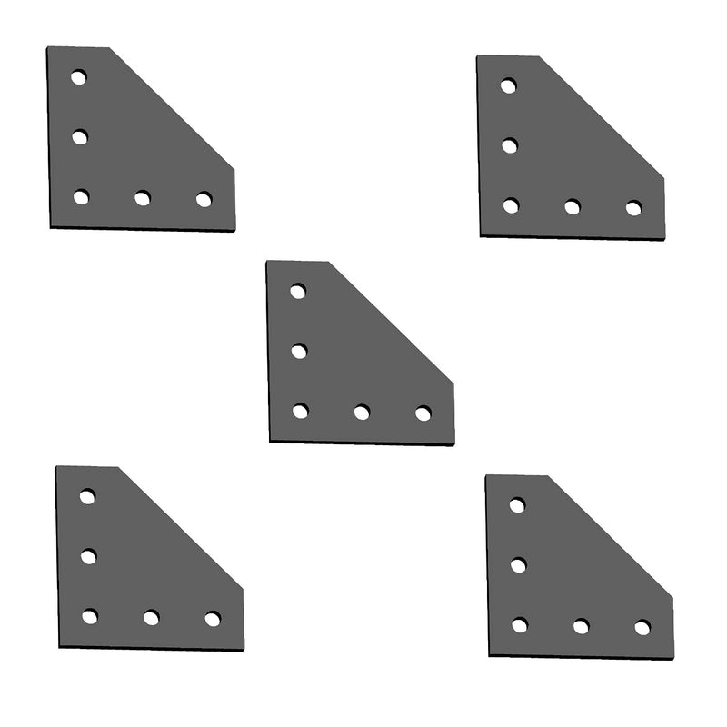 Aopin 2020 Series 5 Hole Surface Anodic Oxidation Black Aluminum Alloy Outside Joining Plate Profile 3D Printer Frame, Black 5Pcs