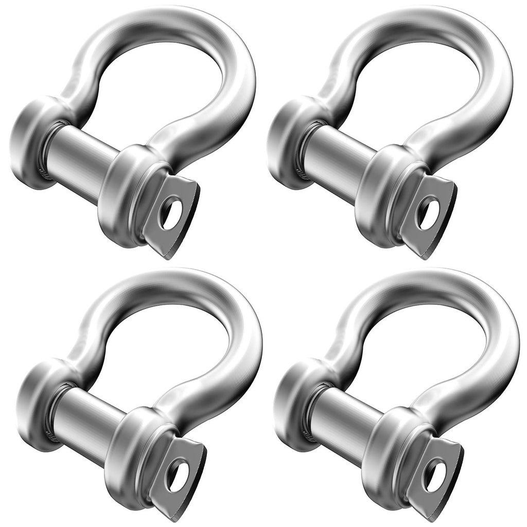 4 Pcs 5/16 Inch 304 Stainless Steel D Ring Shackles 8 mm Screw Pin Anchor Shackle for Traction Steel Wire, 8 mm
