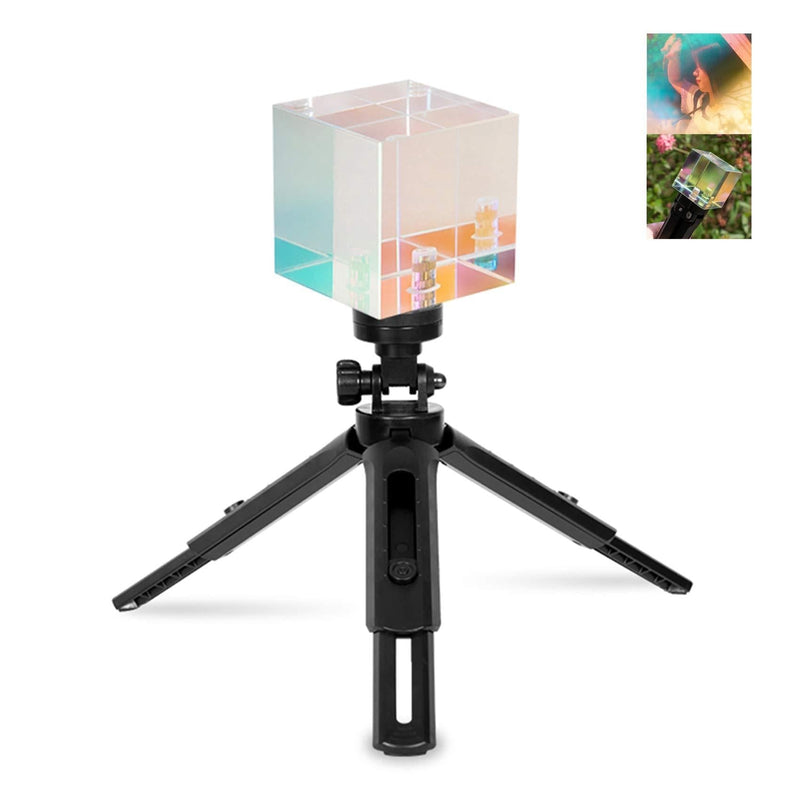 Selens Crystal Photography Light Prism Cube with Mini Tripod, Optical Glass Prism for Photographer Photo Accessories, Rainbow Maker and Teaching Light Spectrum Physics