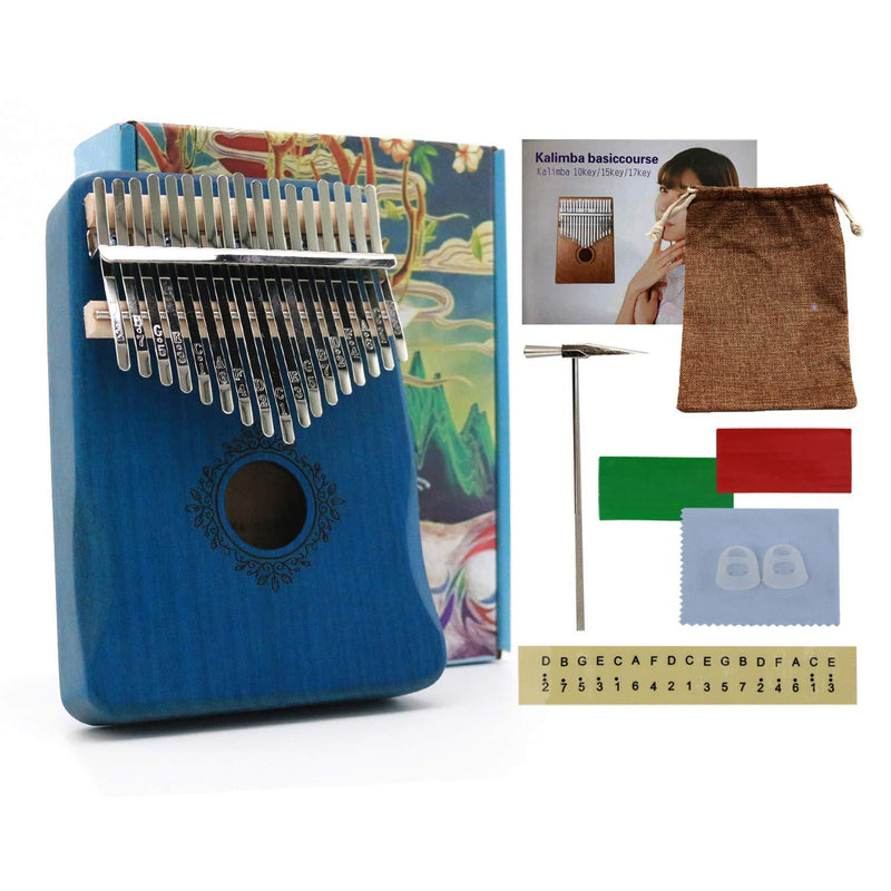 Auroal Kalimba Thumb Piano, Kalimba 17 Key, thumb piano 17 key, Gift for Kids Adult Beginners Professional (Blue) Blue