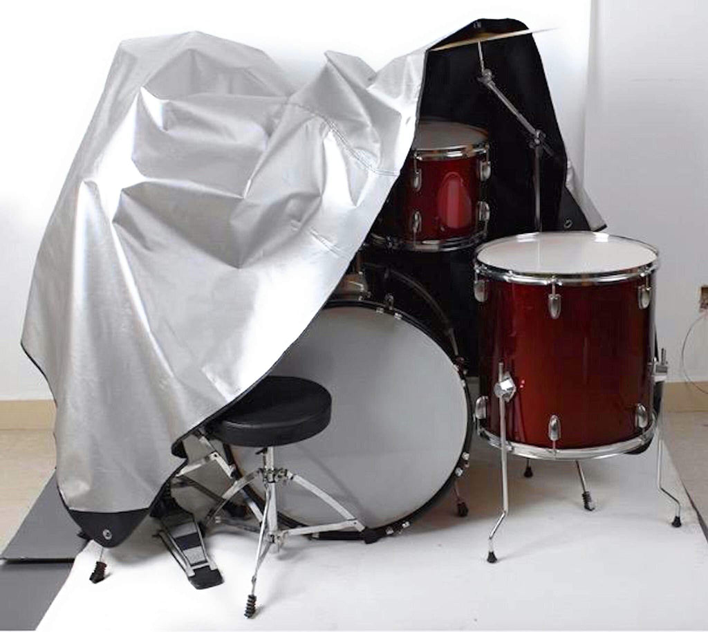 Drum Set Dust Cover, Drum cover, Large Size 80"x 108”, Drum accessories, Premium Oxford Fabric, Waterproof, Anti UV-rays Protects From Sun, With Sewn-in Weighted Corners, Free Zipped Pouch.