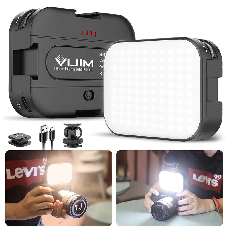 VIJIM VL100C Bi-Color LED Video Light on Camera with Adjustable Stand, Mini Rechargeable 2000mAh LED Camera Lights,CRI95+ Dimmable 2500-6500K Ultra Bright Photo and Video Lighting,LED Fill Lamp