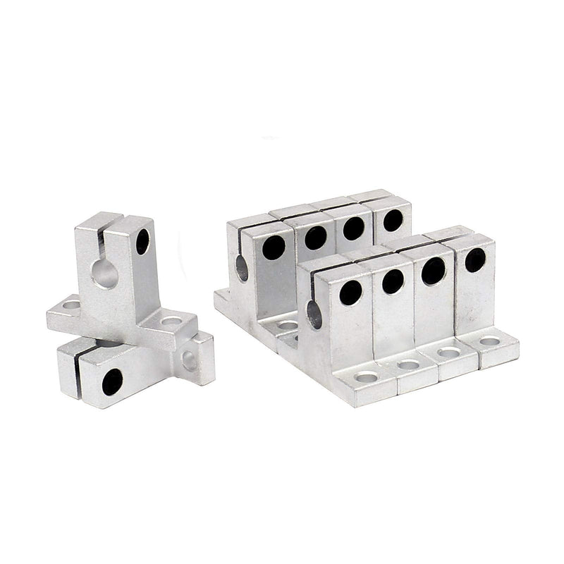 FKG SK8 Aluminum Linear Motion Rail Clamping Guide Support for 8mm Diameter Shaft, Set of 10