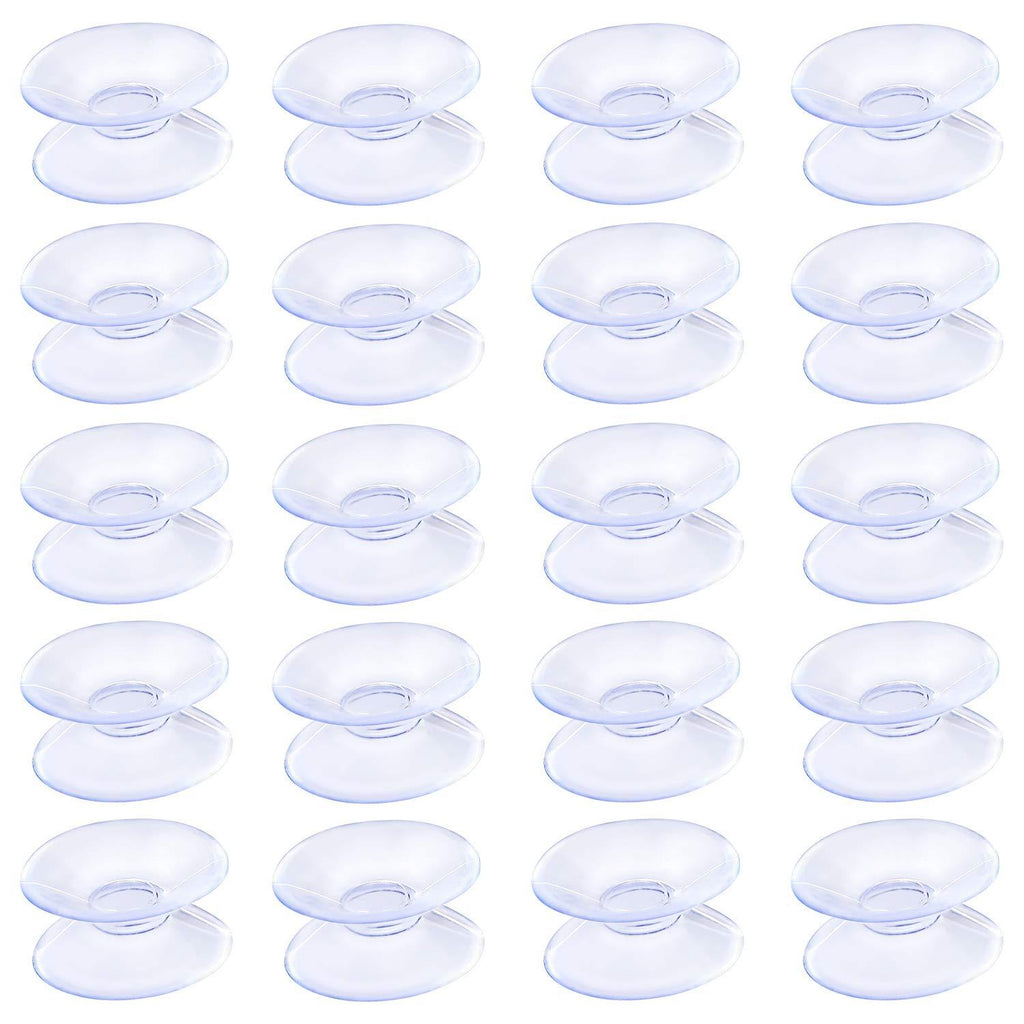 Pawfly 20 Pack Double Sided Suction Cups 4/5 Inch Clear PVC Plastic Sucker for Glass Table Mirror