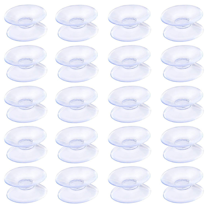 Pawfly 20 Pack Double Sided Suction Cups 4/5 Inch Clear PVC Plastic Sucker for Glass Table Mirror