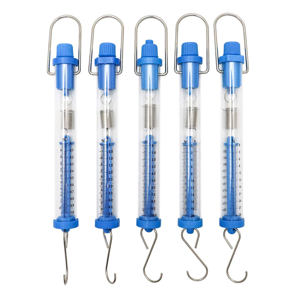 QWORK Set of 5 Spring Scale, Transparent Spring Balance Hanging Tube Spring Scale Set (1N, 5N, 10N, 20N, 30N) 1N, 5N, 10N, 20N, 30N