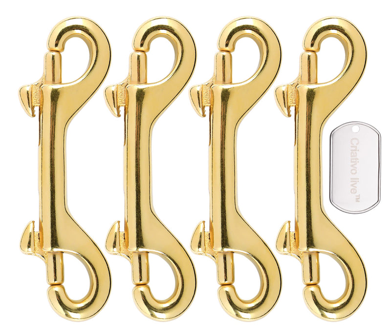 Brass Double End Snap Hook Clip Diving Hook 4 Pcs 5" for Diving pet Luggage Outdoor Mountaineering Tactical Equipment