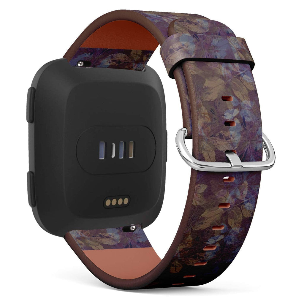 Compatible with Fitbit Versa,Versa 2, Versa SE, Versa Lite - Replacement Leather Wristband Watch Band Strap Bracelet for Men and Women - Bright Autumn