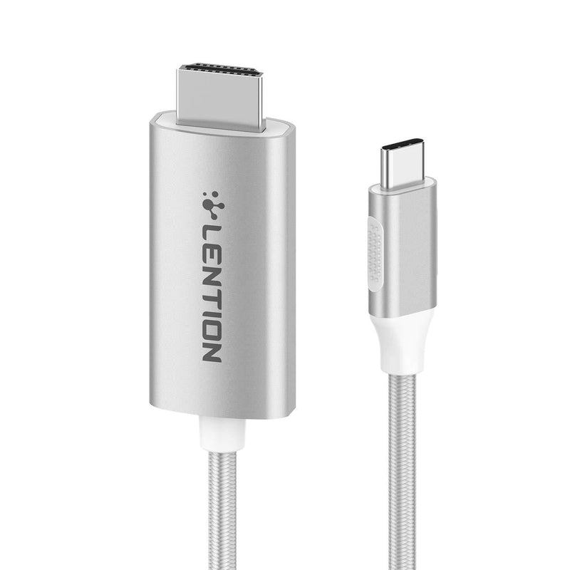 LENTION 10FT USB C to HDMI 2.0 Cable Adapter (4K/60Hz) Compatible 2020-2016 MacBook Pro 13/15/16, New iPad Pro/Mac Air/Surface, Chromebook, Samsung S20/S10/S9/S8/Plus/Note (CB-CU707-3M, Silver) 10 Feet