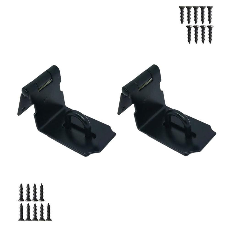 Door Hasp Padlock Latch Stainless Steel Safety Clasp Hasp Lock Latch Matte Black Finish 2 Pack (90Degree 4inch) 90Degree 4inch