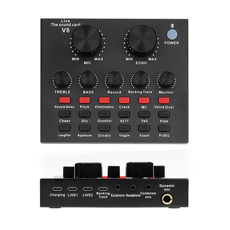 [AUSTRALIA] - FORETOO Mini Sound Mixer Board, Live Sound Card for live Streaming,Voice Changer Sound Card with Multiple Sound Effects for Music Recording K song Webcast PS4 Mobile Phone Computer 