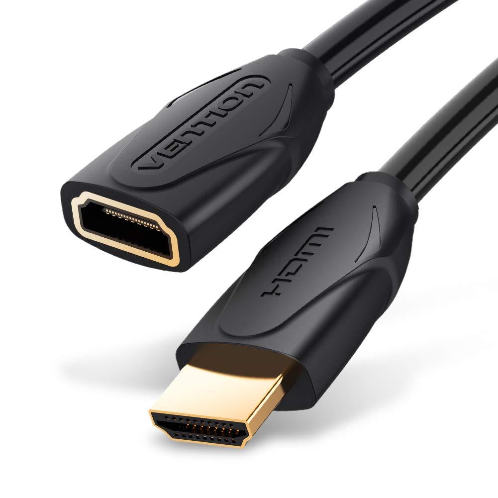 HDMI Extension Cable, VENTION High Speed 4K HDMI Extender Cable Male to Female 4K@30Hz Audio Return Compatible with Xbox One S 360, PS4, Apple TV, Blu Ray Player, Wii U etc (1.5FT) 1.5FT/0.5M