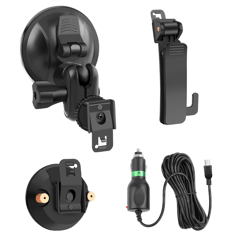[AUSTRALIA] - CammPro Body Worn Camera Accessories Bundle Kit for Body Camera I826, Screw Clip+Car Charger+Suction Cup Mount+Shoulder Clip 
