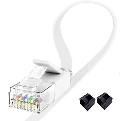 Cat6 Ethernet Cable 15 ft, Jaremite CAT 6 Network Internet LAN Cable for Modem, Router, PS4, Xbox(Flat,White) (15ft, 15ft-White)
