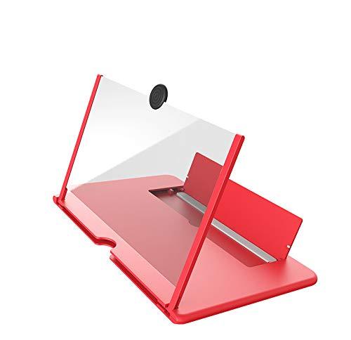 12" HD Phone Magnifier, Screen Amplifier Enlarger, Universal Mobile Projector for Movies Videos and Gaming, Magnifying Cell, Foldable Stand Supports iPhone Samsung and All Smartphones (red) red