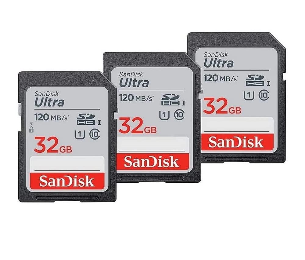 SanDisk 32GB 3-Pack Ultra SDHC UHS-I Memory Card (3x32GB) - SDSDUN4-032G-GN6IM 32GB (3-Pack)