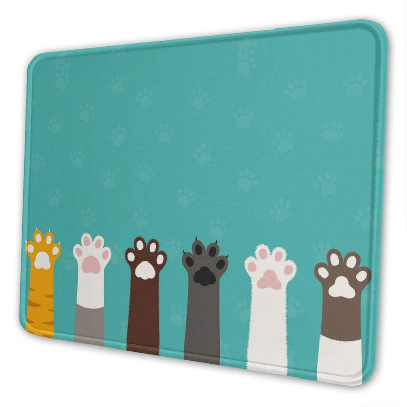 Cute Colorful Cat Paws Print Mouse Pad with Stitched Edges Non-Slip Rubber Base Rectangle Mouse Mat for Computers Laptop Gaming Office & Home 7.9 x 9.5 in Cute Colorful Cat Paws Print
