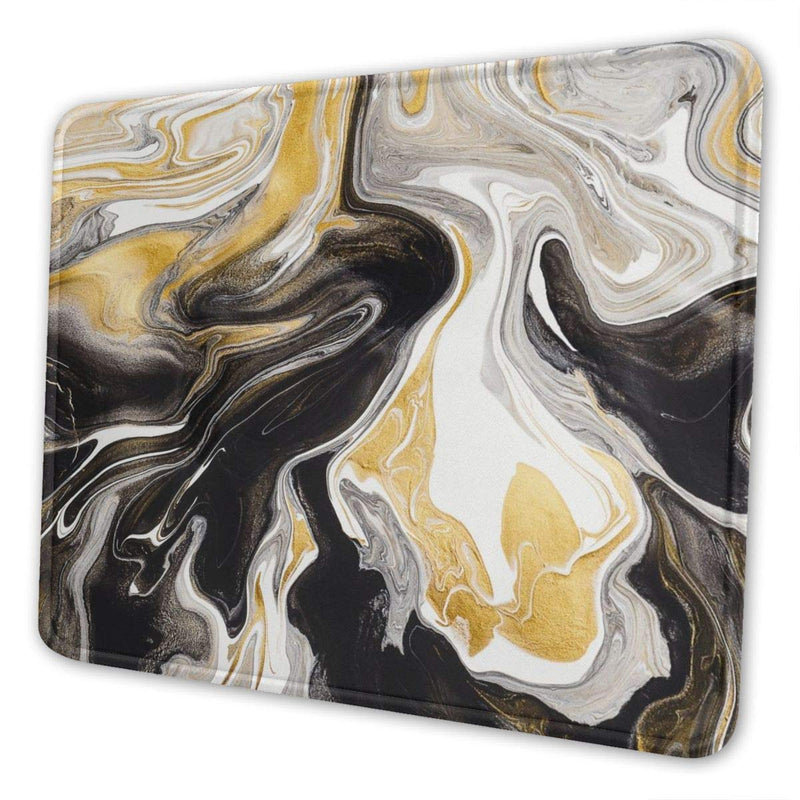 Mouse Pad Abstract Black and Gold Swirl Liquid Ink Marble with Non-Slip Rubber Base, Premium-Textured Mousepads Bulk with Stitched Edges, Mouse Mat for Computers Gaming Laptop Office & Home 10 x 12 inch