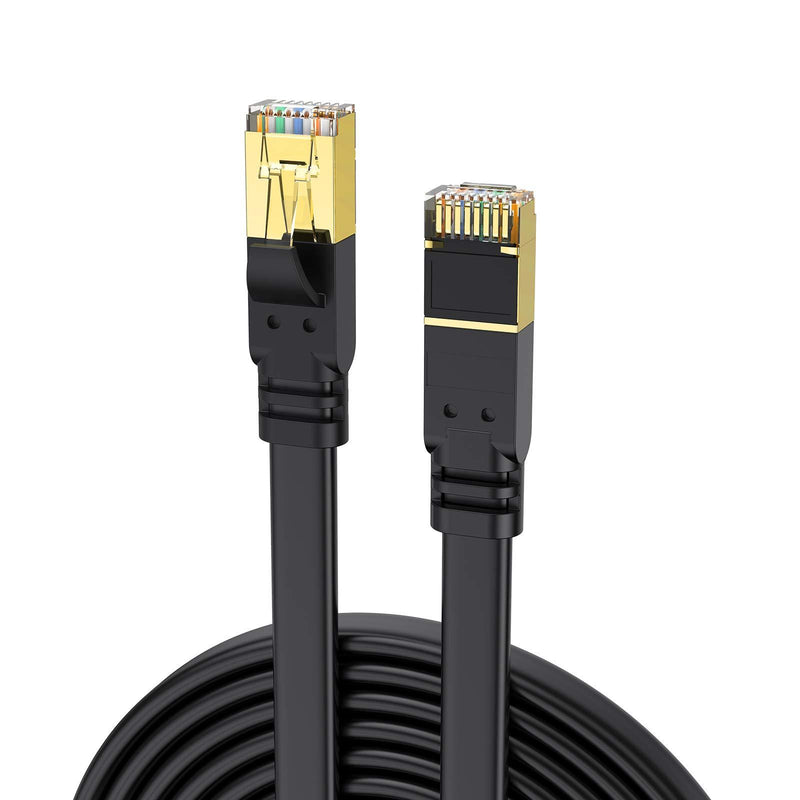 CAT8 Ethernet Cable 6.5ft, High Speed Flat Internet Network LAN Cable, Faster Than CAT7 CAT6 CAT5, Gold Plated Connector Shielded Heavy Duty Computer Wires 40Gbps 2000MHz for Xbox, Gaming, Router, PC CAT8-6.5ft